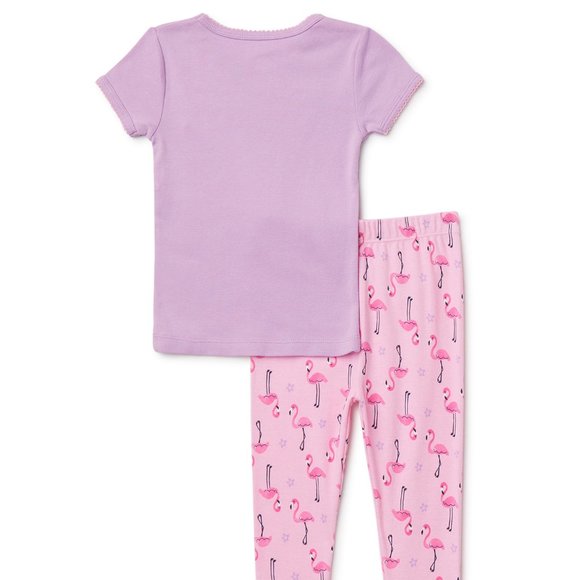 Wonder Nation Toddler Girls' Flamingo Short Sleeve Pajamas, 2 Piece Set 3T NWT - Picture 3 of 5